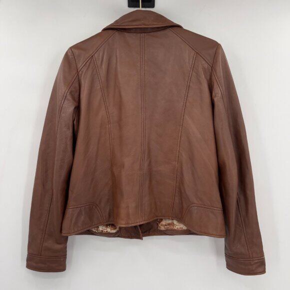 GUESS Women's Biker 100% Leather Lined jacket Size L - Picture 2 of 8